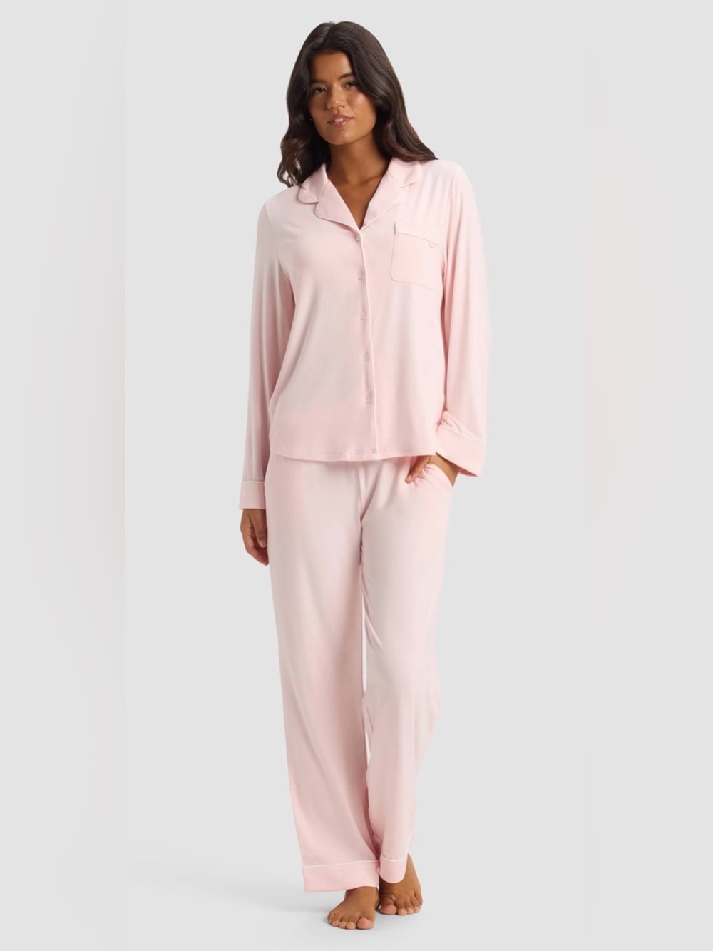 NWT Cozy Earth Plus Size Bamboo Classic Knit Button Pajama Set Blush Pink - XXL